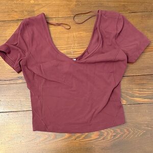 Lululemon Athletica Deep Red Short Sleeve Top